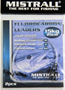 Mistrall Fluorocarbon navazce 0,50mm 25cm 15kg 2ks/bal